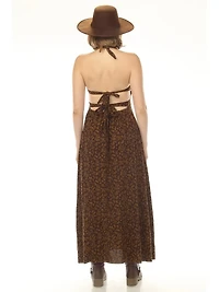 Leaf Print Tie Back Dress
