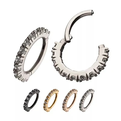 16g 11 Prong Gems Side Facing Hinged Hoop