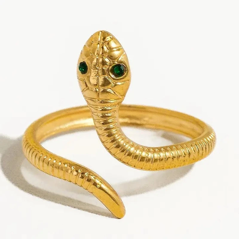 Echidna Non-Tarnish Adjustable Serpent Ring