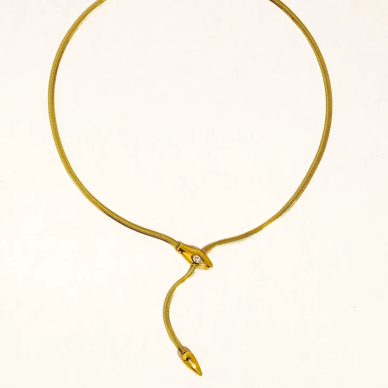 Gildora 18K Gold Non-Tarnish Serpent Y Lariat Necklace