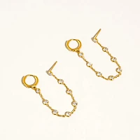 Daffira 18K Gold Non-Tarnish Crystal Chain Link Earrings