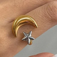 Eugénie 18K Gold Non-Tarnish Star and Moon Ring