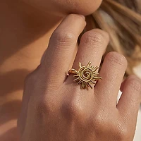 Starwyn 18K Gold Non-Tarnish Sun Spiral Statement Ring