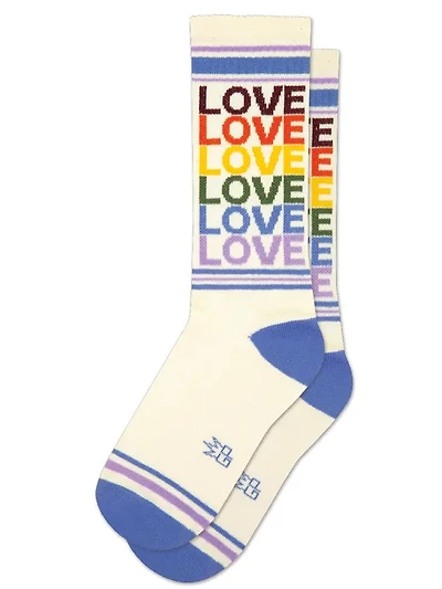 Love Vintage Rainbow Ribbed Crew Socks