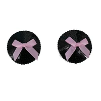 Sequin Pasties With Pink Ribbon Bow