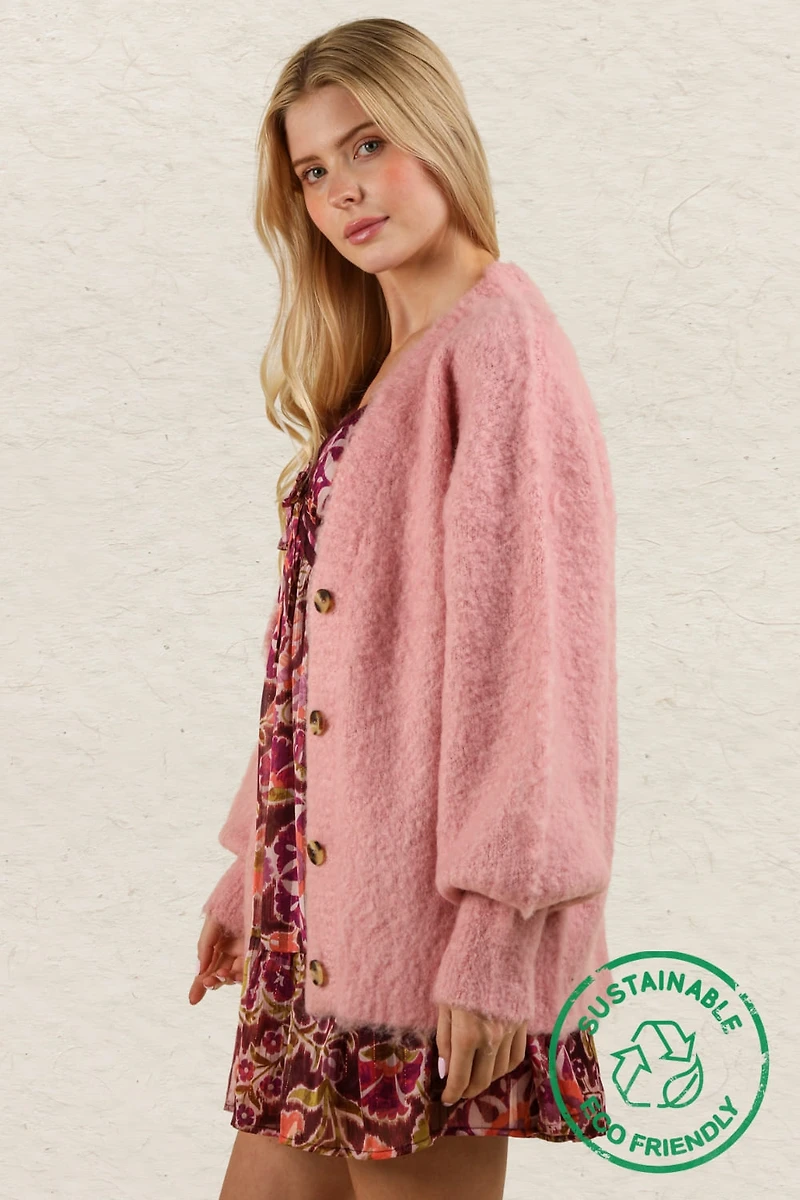 Oversized Soft Mohair Button Down Cardigan
