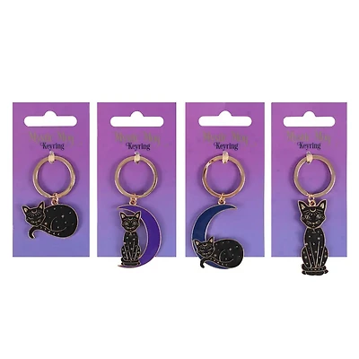 Mystic Mog Black Cat Sitting Tall Keyring
