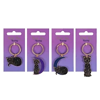 Mystic Mog Black Cat Sitting Tall With Moon Keyring