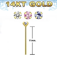 14 Kt Gold 2mm Colour Prong Gem