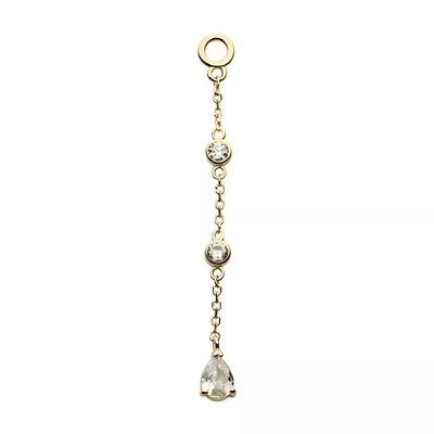 3 Tier Round And Tear Cz Charm 14Kt Gold