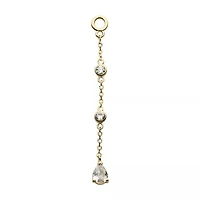 3 Tier Round And Tear Cz Charm 14Kt Gold