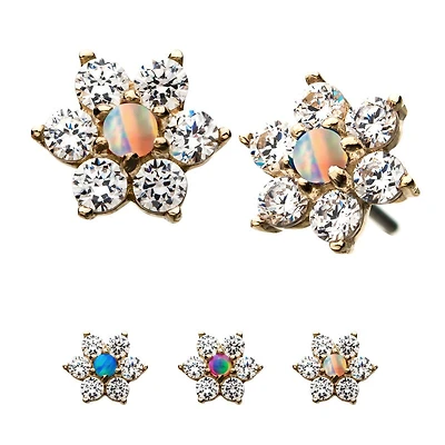 14Kt Flower With Opal Centre Threadless