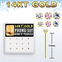 14KT Gold Prong Set Gem Nose Stud