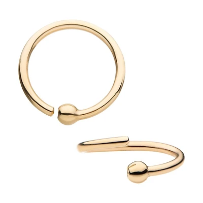 18g 8mm 14Kt Yellow Gold Captive Bead Ring with Attached Ball