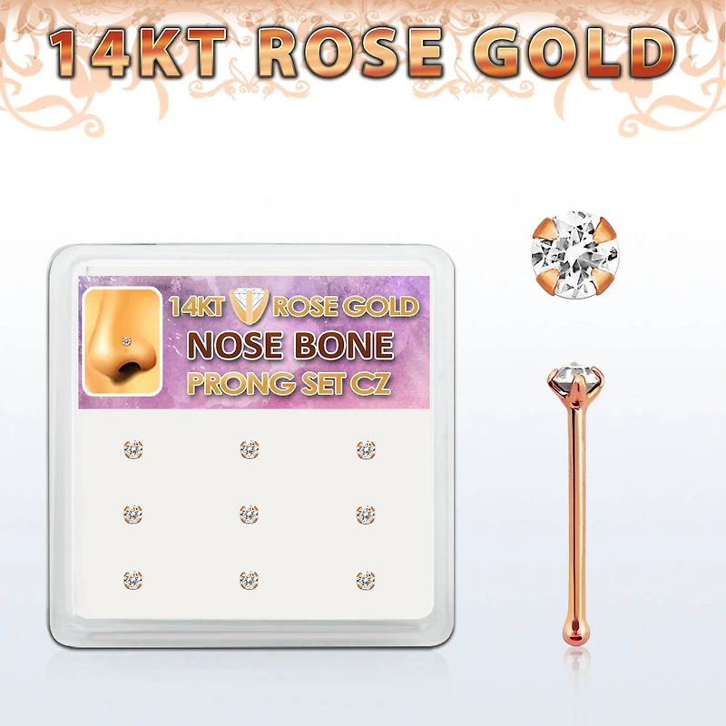 14karat Rose Gold Nose Bone Studs.
