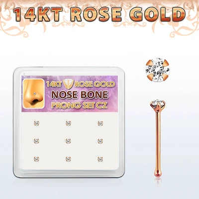 14karat Rose Gold Nose Bone Studs.