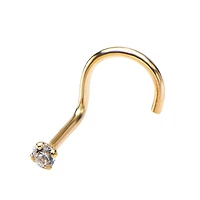 14Kt Gold 2mm CZ Top Screw Stud 20g