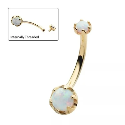 14kt Crown Prong 3mm/5mm Opal Navel