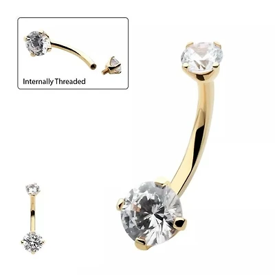 14kt Gold Prong 4mm/6mm Gem Navel