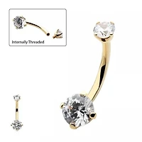14kt Gold Prong 4mm/6mm Gem Navel