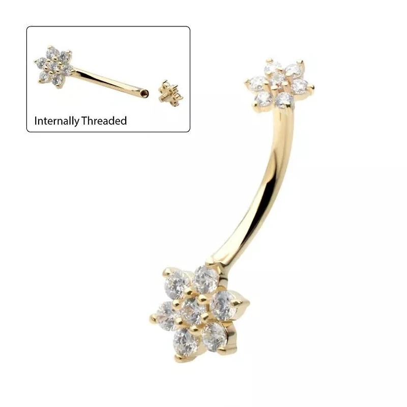 14kt Prong 5mm/7mm Double Flower Navel