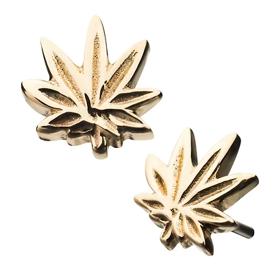 14kt Yellow Gold Threadless Pot Leaf Top