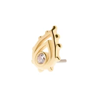 14Kt Yellow Gold Threadless Bezel Set Gem/Opal Beaded Edge Teardrop Top