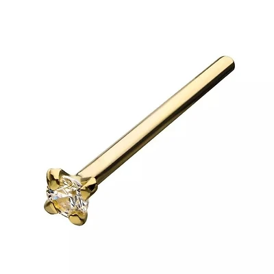 14Kt 20G Prong Gem Bend To Fit Nose Pin
