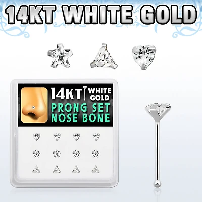 14karat White Gold Nose Bone Shape Studs