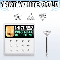 14karat White Gold Nose Bone Shape Studs