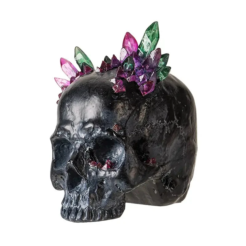Black Skull with Crystals