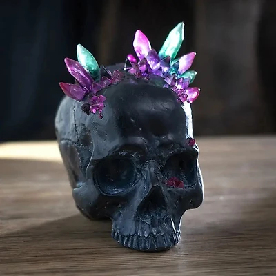 Black Skull with Crystals