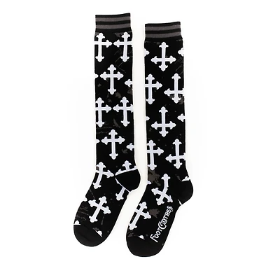 Gothic Crosses Knee High Socks