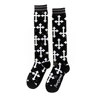 Gothic Crosses Knee High Socks