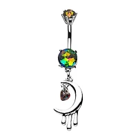 MOON AND HEART DANGLE NAVEL