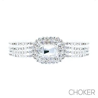 Rectangle Silver 4 Row Choker