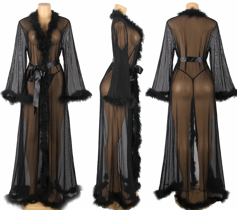 Long Sheer Black Robe