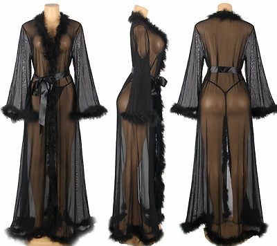 Long Sheer Black Robe
