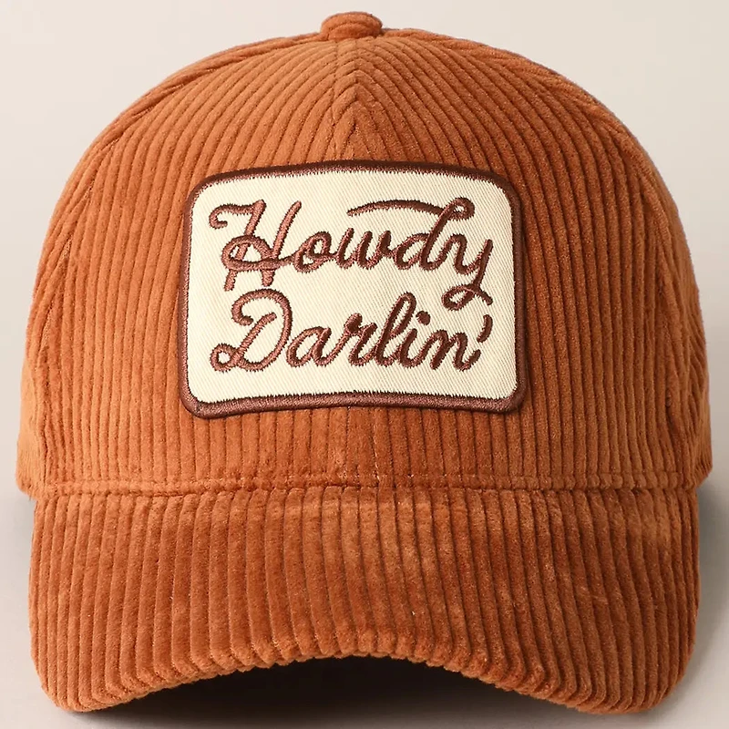 Brown Howdy Darlin' Embroidery Patch Corduroy Cap