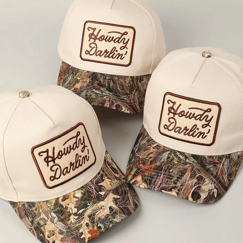 Camo Howdy Darling Patch Corduroy Hat