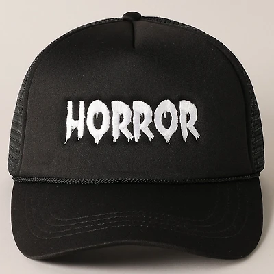 Horror Text Embroidery Halloween Trucker Hat