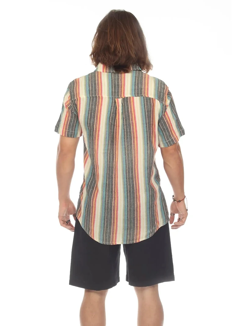 Stripe Button Down Short Sleeve Shirt