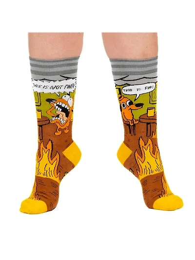 This Is Fine. Also, Not Fine. Crew Socks