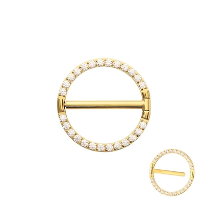 All Around CZ Hoop 24kt PVD Nipple Clicker