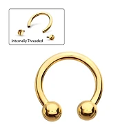 Double Ball 14g Circular Barbell 24kt Gold PVD