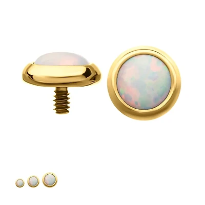 16g Bezel Set Round Opal 24kt PVD Dermal Top