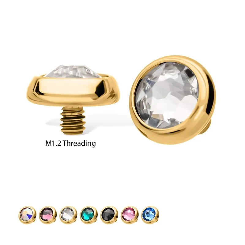 14g Bezel Set Round Swarovski 24kt PVD Dermal Top