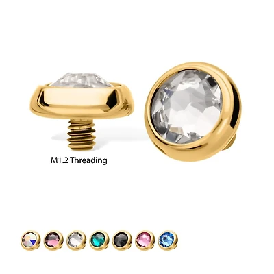 14g Bezel Set Round Swarovski 24KT PVD Dermal Top