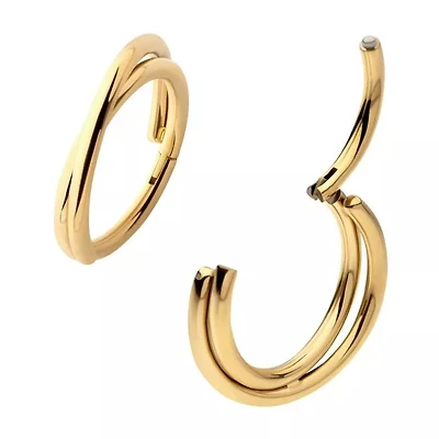 Double Hoop Cross 24Kt Gold Pvd