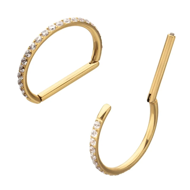D-Shaped All Around CZ 24kt PVD Clicker